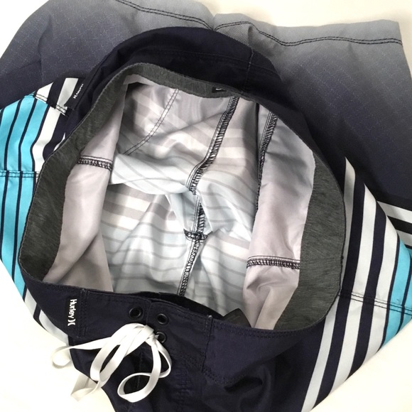 Hurley Black Ombré Blue Stripe Board Swim Shorts - Picture 4 of 10